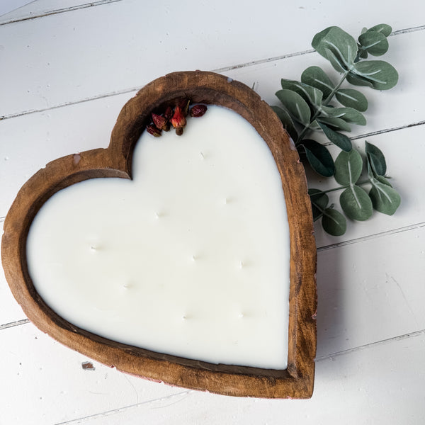 Pre-Poured Large Ribbed Heart Bowl, pink edges