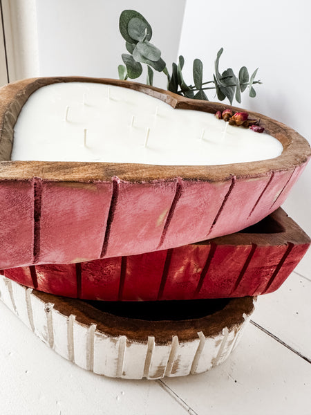 Pre-Poured Large Ribbed Heart Bowl, pink edges