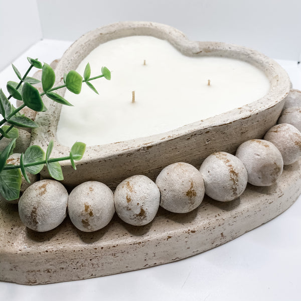 Rustic Farmhouse Heart with Beads - Moonchild Candle Co.